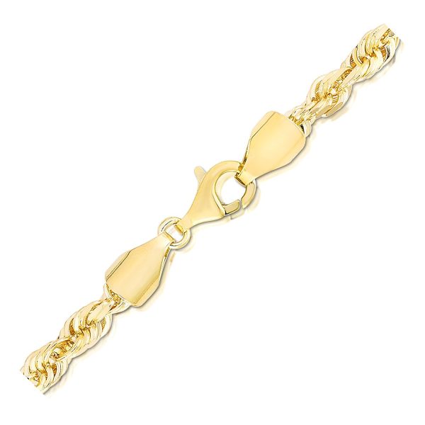 5.0mm 14k Yellow Gold Solid Diamond Cut Rope Chain - Image 3