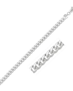 5.5mm 14k White Gold Miami Cuban Semi Solid Bracelet