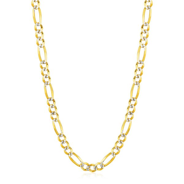 6.0mm 14K Yellow Gold Solid Pave Figaro Chain