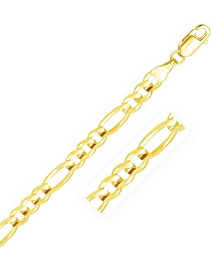 6.0mm 14k Yellow Gold Solid Figaro Chain