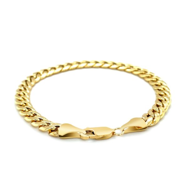 6.7mm 14k Yellow Gold Miami Cuban Semi Solid Bracelet - Image 3