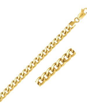 6.7mm 14k Yellow Gold Miami Cuban Semi Solid Bracelet