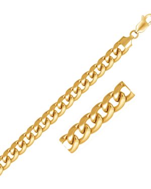 6.7mm 14k Yellow Gold Solid Miami Cuban Chain