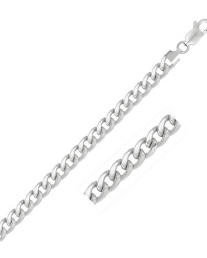 7.0mm 14K White Gold Miami Cuban Semi Solid Chain