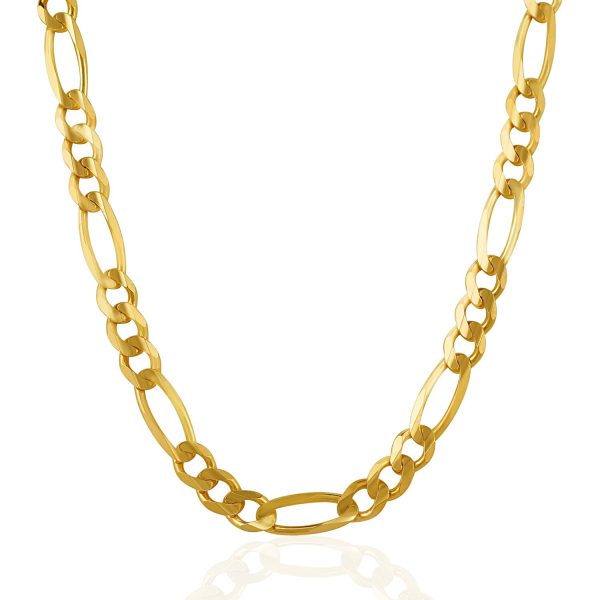 7.0mm 14k Yellow Gold Solid Figaro Chain - Image 2