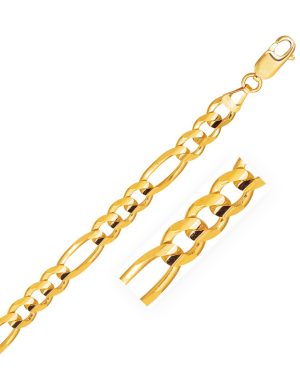 7.0mm 14k Yellow Gold Solid Figaro Chain