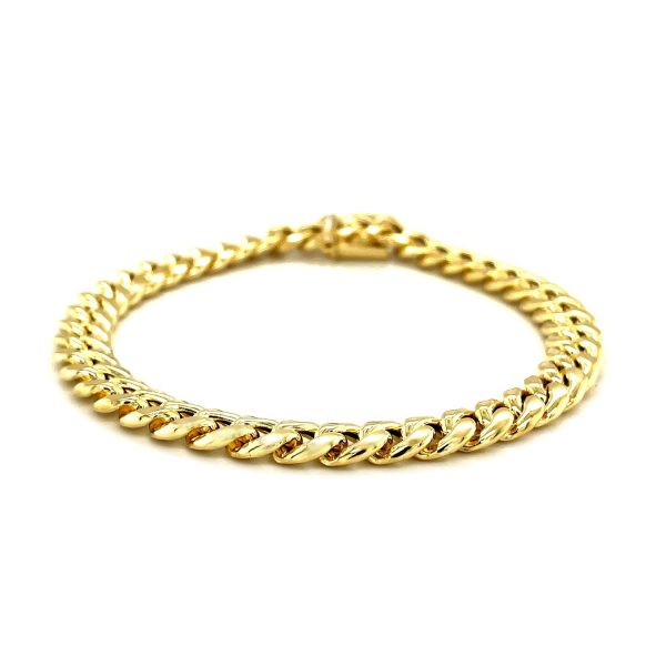 7.5mm 14k Yellow Gold Semi Solid Miami Cuban Bracelet - Image 2