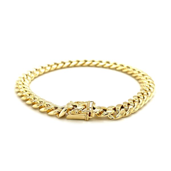 7.5mm 14k Yellow Gold Semi Solid Miami Cuban Bracelet - Image 3