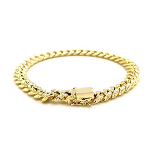 7.5mm 14k Yellow Gold Semi Solid Miami Cuban Bracelet - Image 4