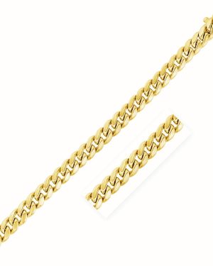 7.5mm 14k Yellow Gold Semi Solid Miami Cuban Chain