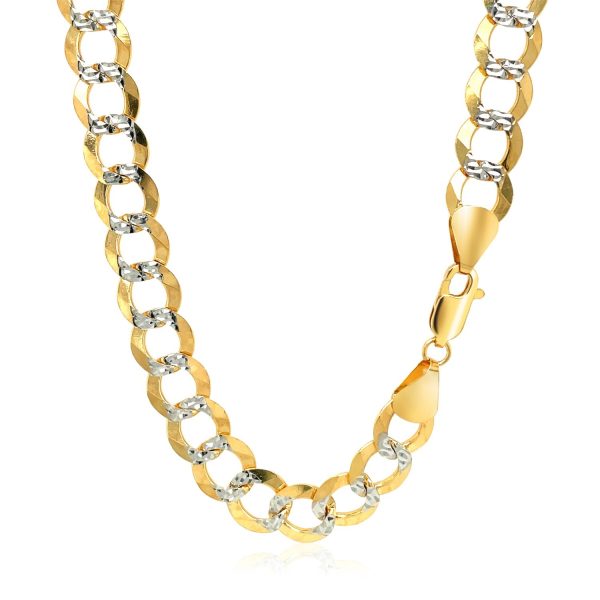 8.2 mm 14k Two Tone Gold Pave Curb Chain - Image 3