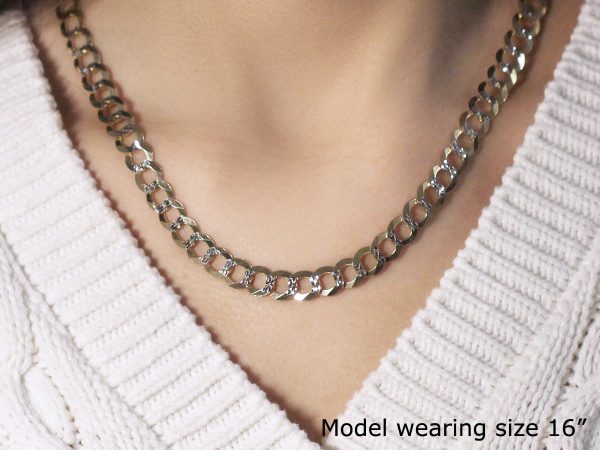 8.2 mm 14k Two Tone Gold Pave Curb Chain - Image 4