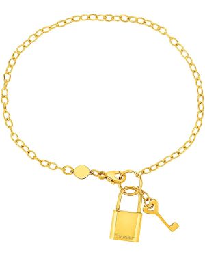 Bracelet with Lock and Key in 14k Yellow Gold