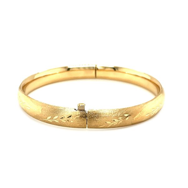 Classic Floral Carved Bangle in 14k Yellow Gold (8.0mm) - Image 3