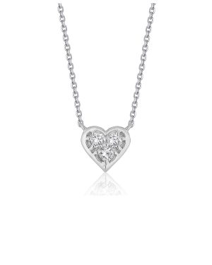 Diamond Heart Design Pendant in 14k White Gold