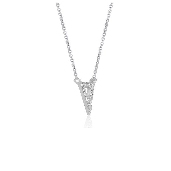 Diamond Inverted Triangle Pendant in 14k White Gold - Image 2