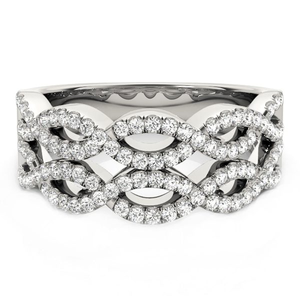 Diamond Studded Double Interlocking Waves Ring in 14k White Gold (5/8 cttw) - Image 2