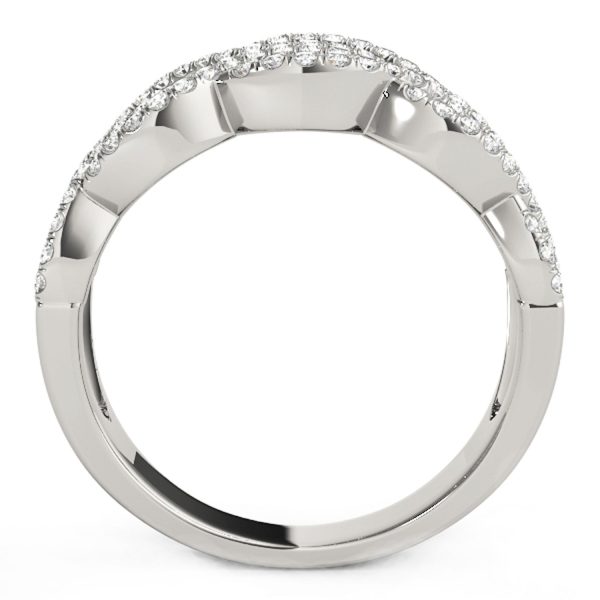 Diamond Studded Double Interlocking Waves Ring in 14k White Gold (5/8 cttw) - Image 3