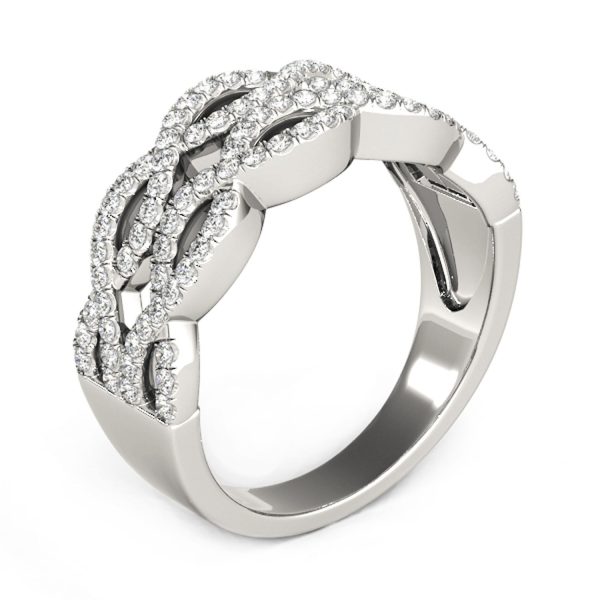 Diamond Studded Double Interlocking Waves Ring in 14k White Gold (5/8 cttw) - Image 4