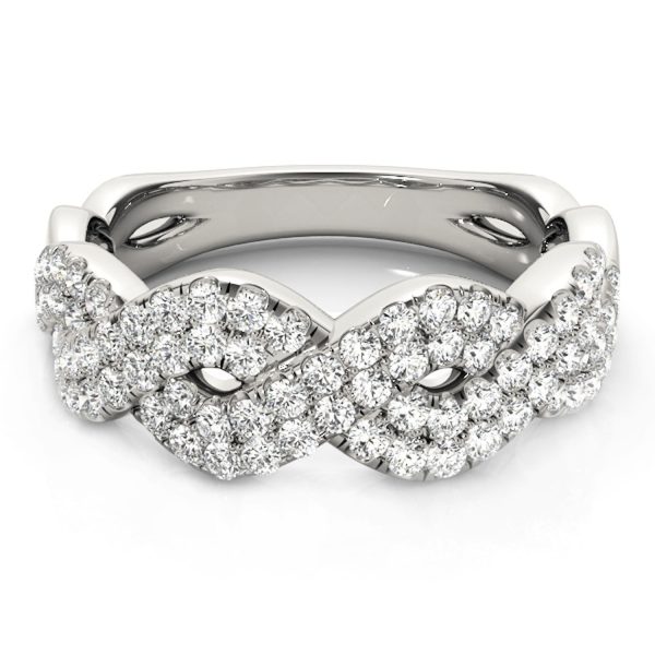 Diamond Studded Interlocking Waves Ring in 14k White Gold (5/8 cttw) - Image 2