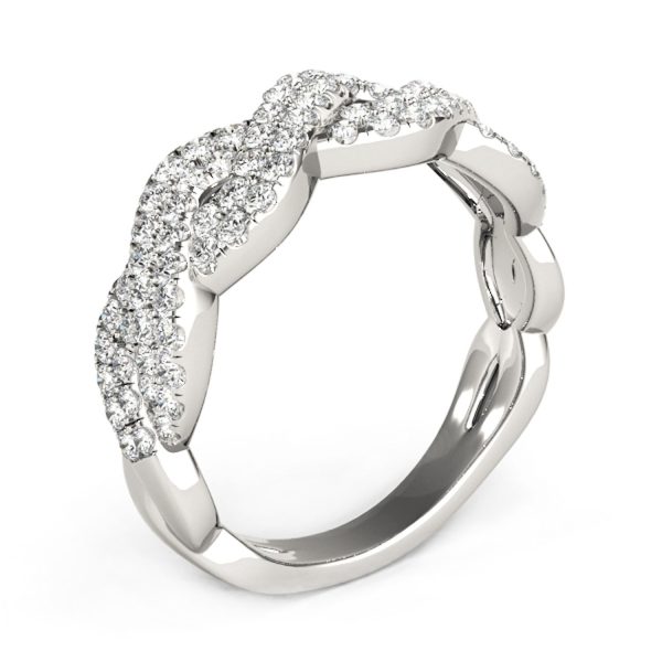 Diamond Studded Interlocking Waves Ring in 14k White Gold (5/8 cttw) - Image 4