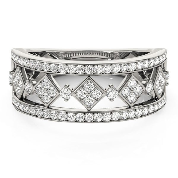 Diamond Studded Square Motif Ring in 14k White Gold (1/2 cttw) - Image 2