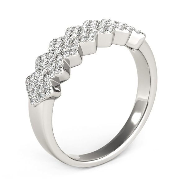 Diamond Studded Wide Multi-Diagonal Pattern Ring in 14k White Gold (5/8 cttw) - Image 4