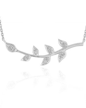 Diamond Vine Design Pendant in 14k White Gold