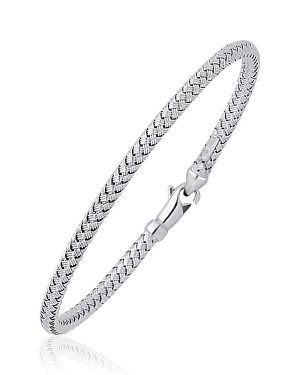 Fancy Weave Bangle in 14k White Gold (3.0mm)