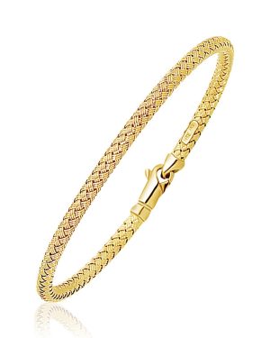 Fancy Weave Bangle in 14k Yellow Gold (3.0mm)