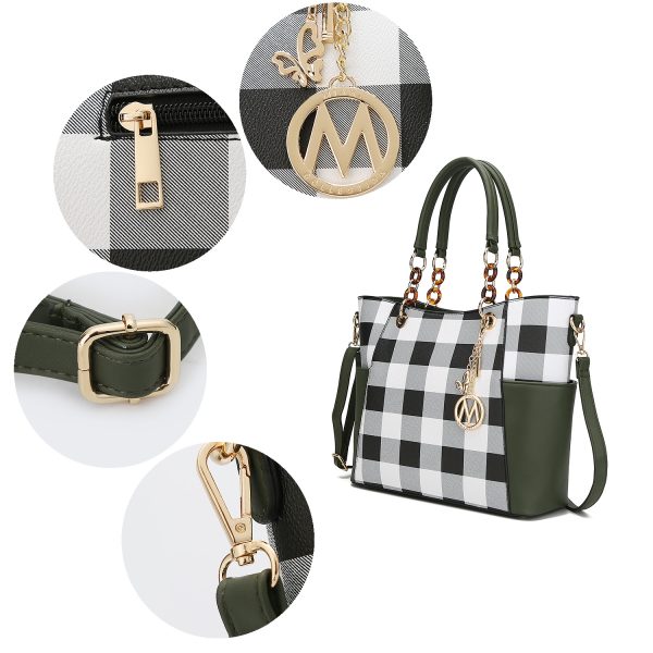 MKF Collection Bonita Checker Tote Handbag & Wallet Set Women by Mia K - Image 5