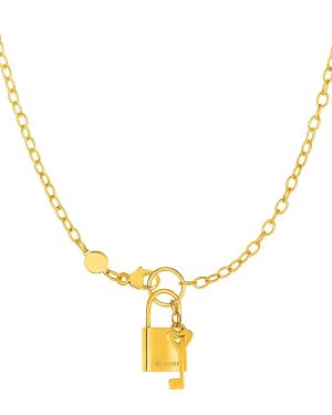 Necklace with Lock and Key in 14k Yellow Gold