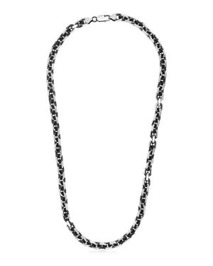 Sterling Silver Gunmetal Finish Oval Link Necklace