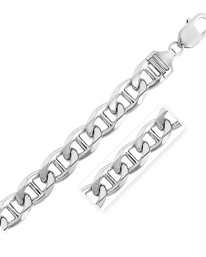 Sterling Silver Rhodium Plated Mariner Chain 10mm