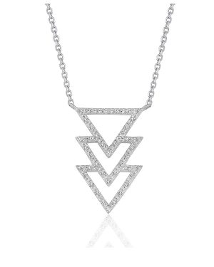 Triple Triangle Pendant with Diamonds in 14k White Gold (1/5 cttw)