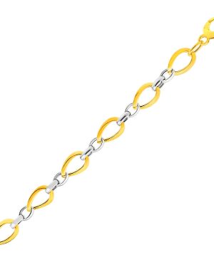 Twisted Oval Chain Bracelet in 14k Two Tone Gold