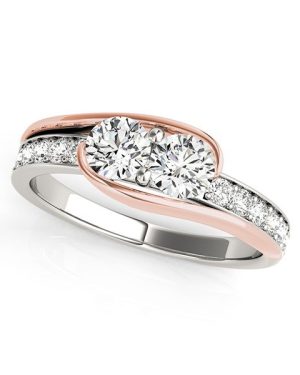 Two Stone Diamond Ring in 14k White And Rose Gold (3/4 cttw)