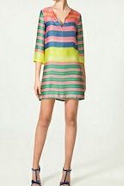 Tunic Dress with a multicolored stripe