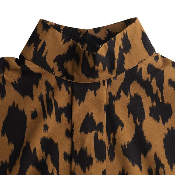 Elegant Blouses Women's Big Lantern Sleeve Sexy Leopard Print Blouse Celmia 2021 Fashion Stand Collar Casual Tunic Plus Size Top 5