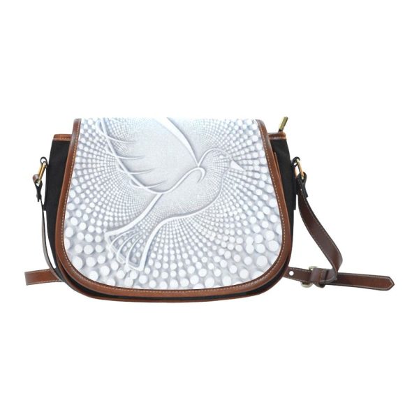 Handmade Designer Crossbody Bag, White Dove Shoulder Tote Saddle Bag 1