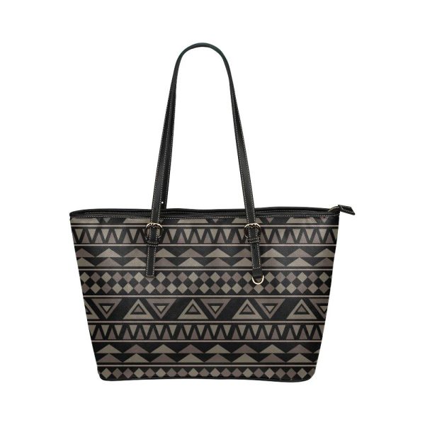 Black Tote Shoulder Bag With Aztec Design 1