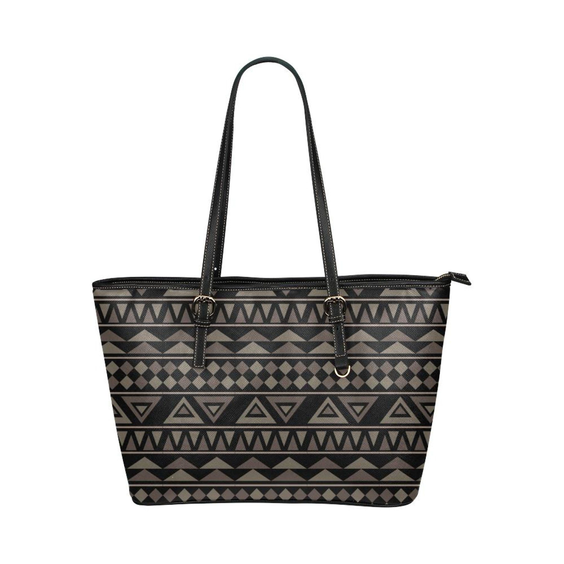 Black Tote Shoulder Bag With Aztec Design 19