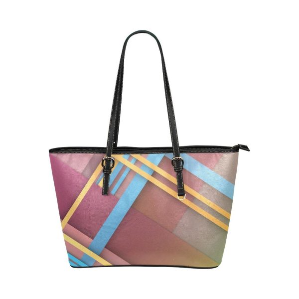 Geometric Pink And Blue Grid Style Tote Shoulder Bag 1