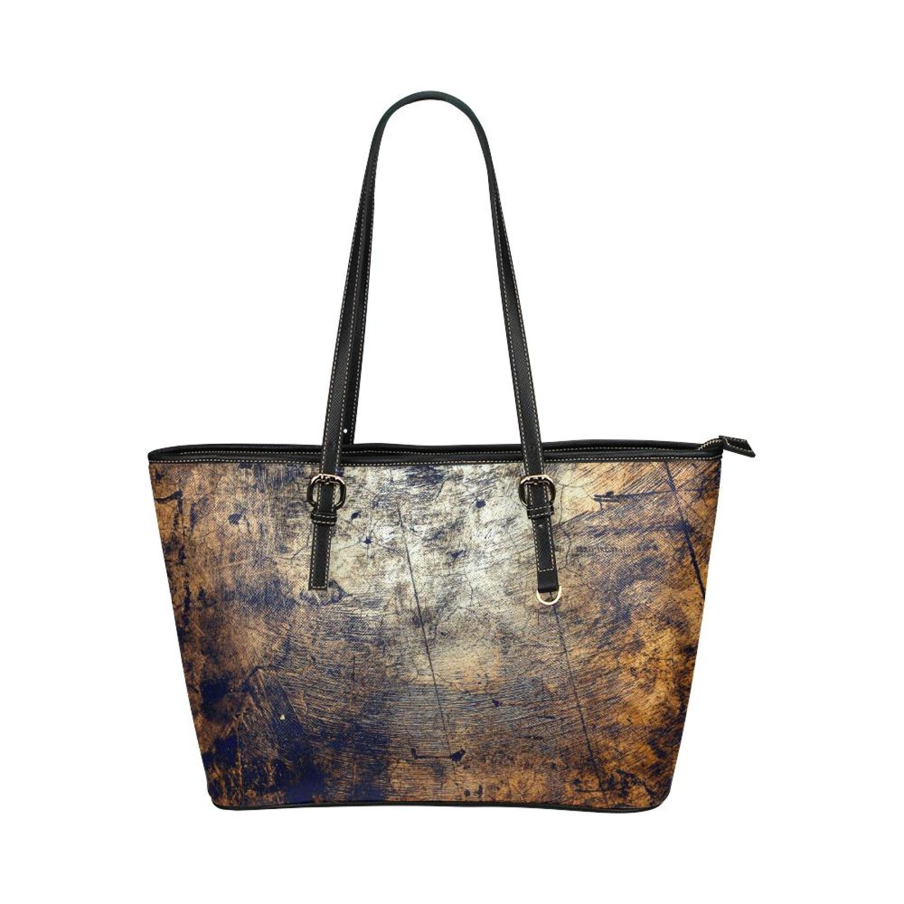 Brown Tote Shoulder Bag With Abstract Grunge Design 19