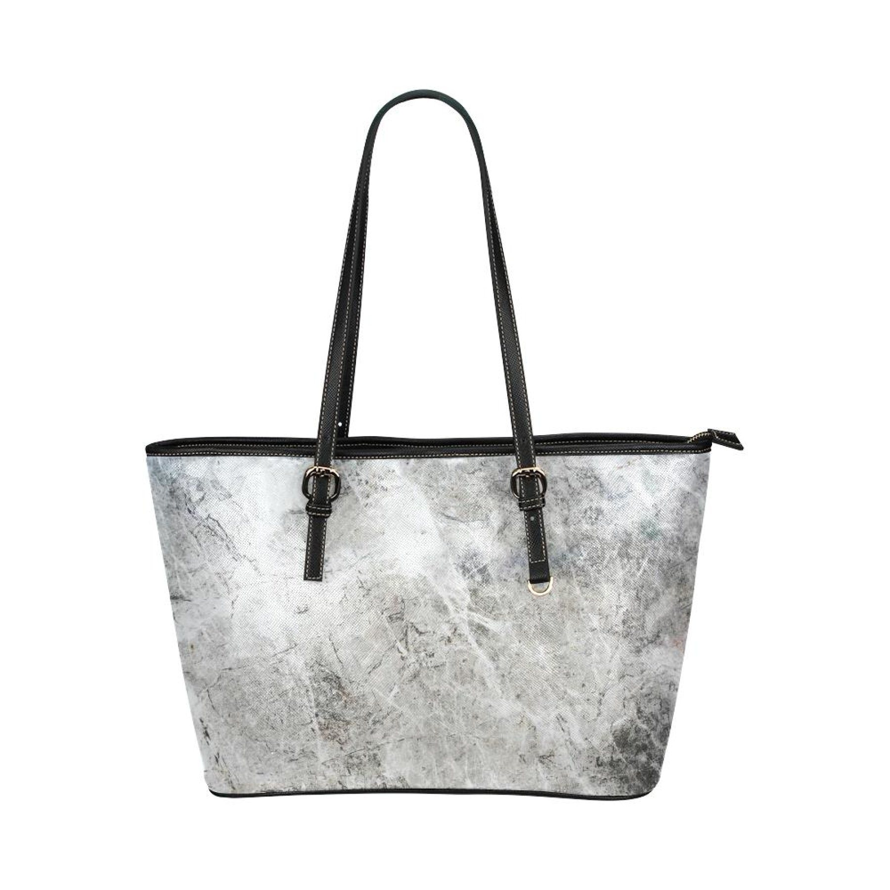 Gray Tote Shoulder Bag With Abstract Marble White Design 19