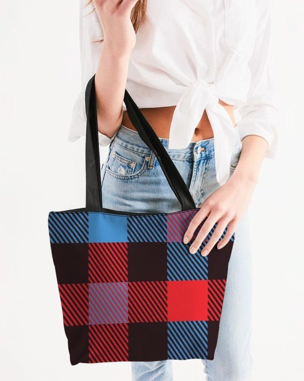 Canvas Tote Bags, Multicolor Flannel Style Shoulder Bag 1