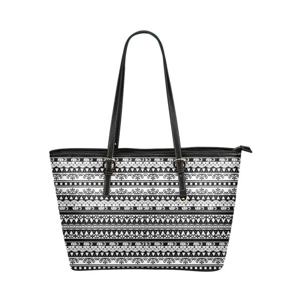 Black And White Vintage Style Leather Tote Bag 1