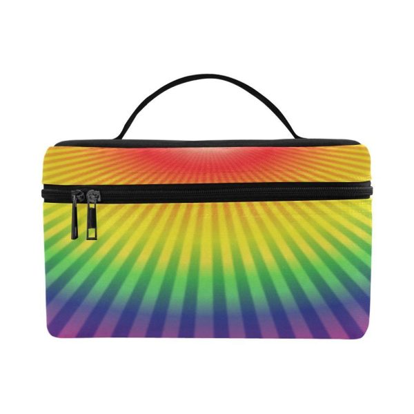 Cosmetic Bag, Rainbow Radial Design - Black / Multicolor 1