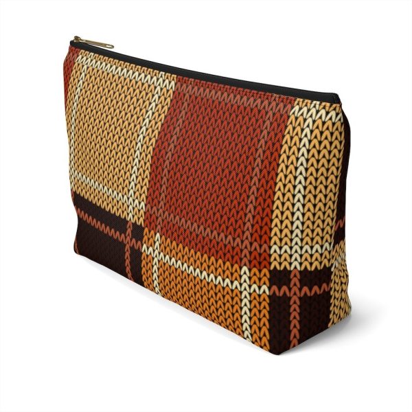 Brown Checker Style Accessory Pouch W T-Bottom 1