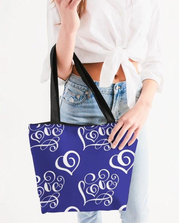 Canvas Tote Bags, Love Graphic Text Royal Blue Style Shoulder Bag 1